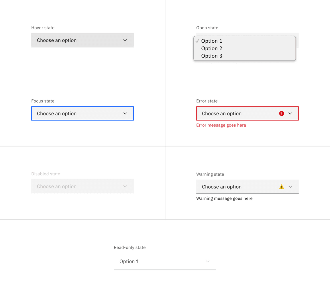 Select interactive states